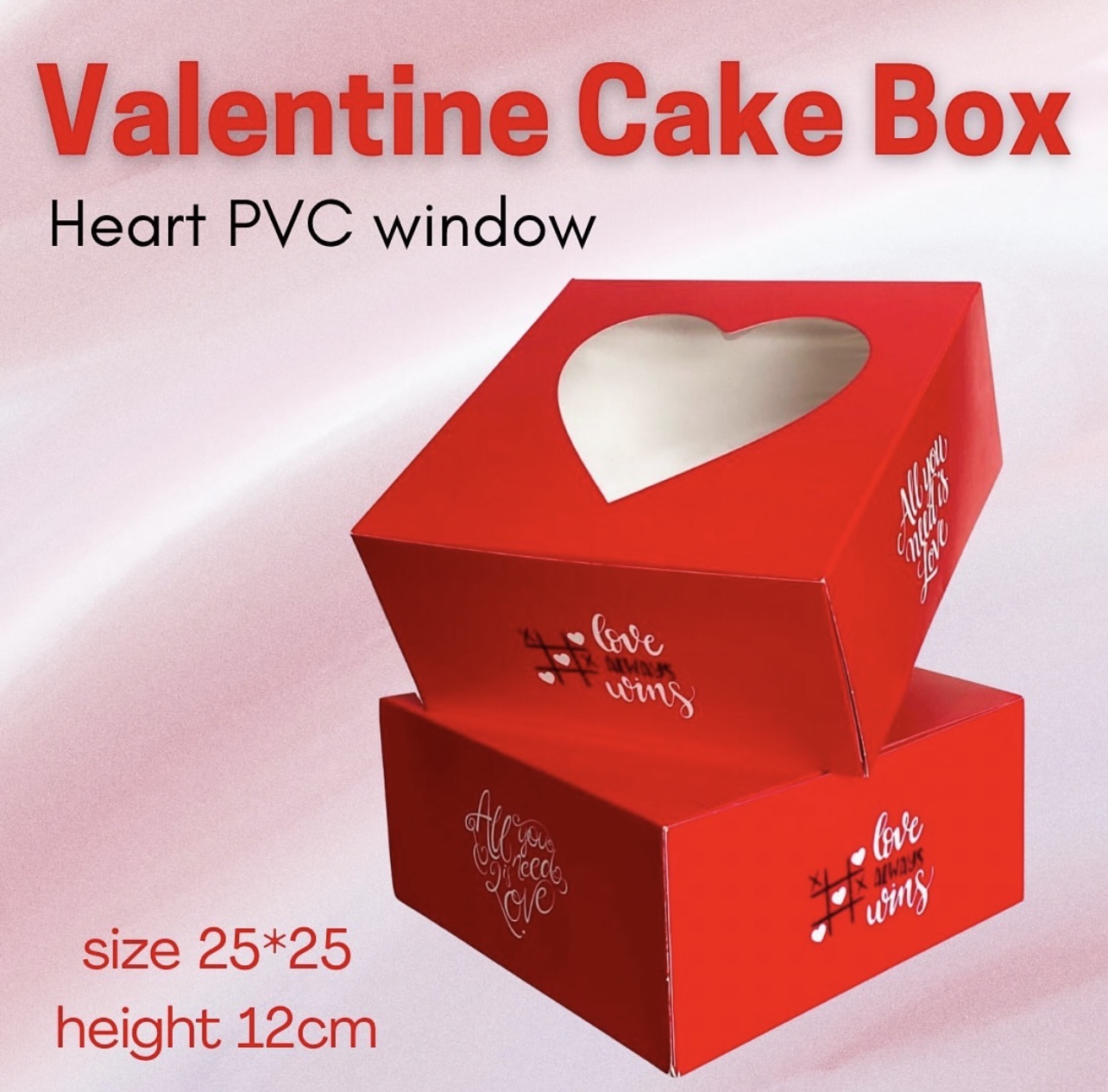 Valentine cake box with heart window (12pcs)