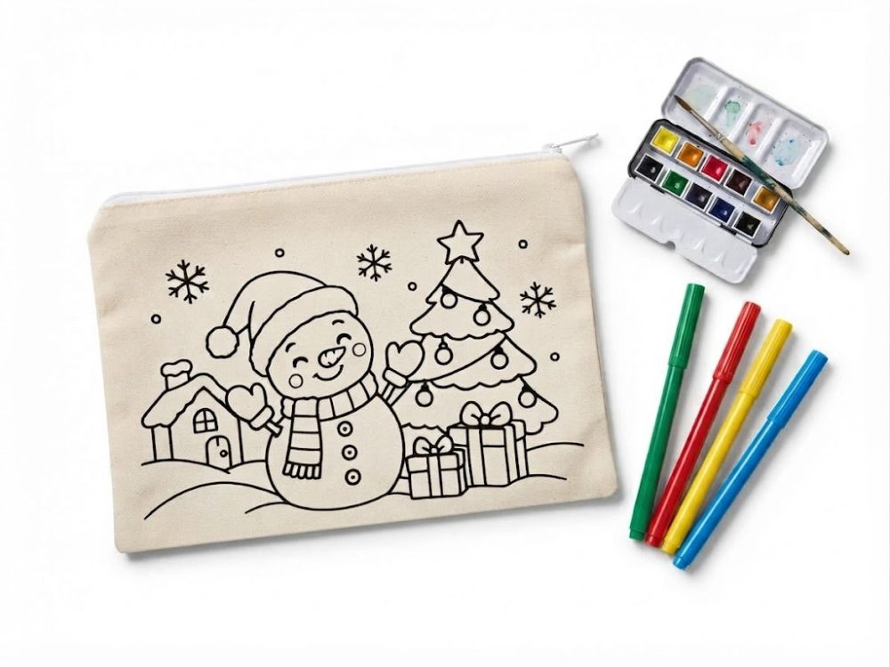 Snowman printed pouch